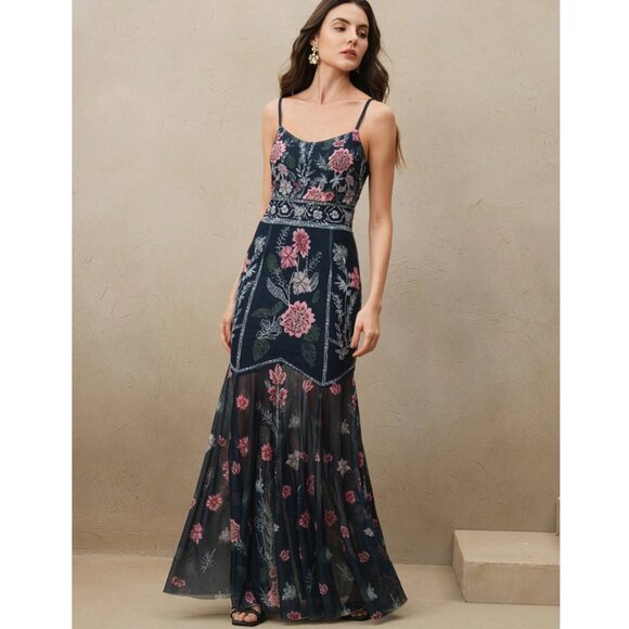 Floral mesh semi-sheer dress - Picture 2 of 7